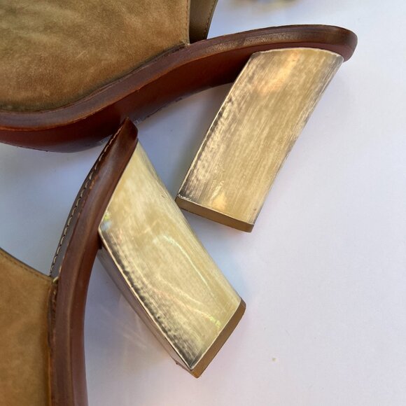 Tory Burch Suede Gemini Link Slingback Open Toe Boot Sandals - Picture 4 of 7